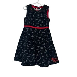 Disney Minnie Mouse Black and Red bow print dress sz 5/6 sequin collar